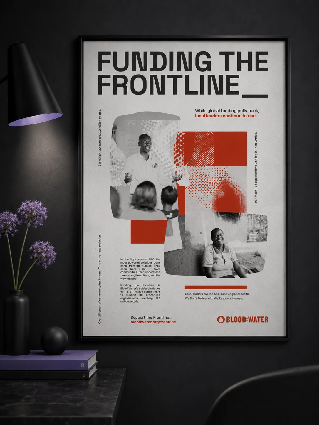 Blood:Water Funding the Frontline campaign poster