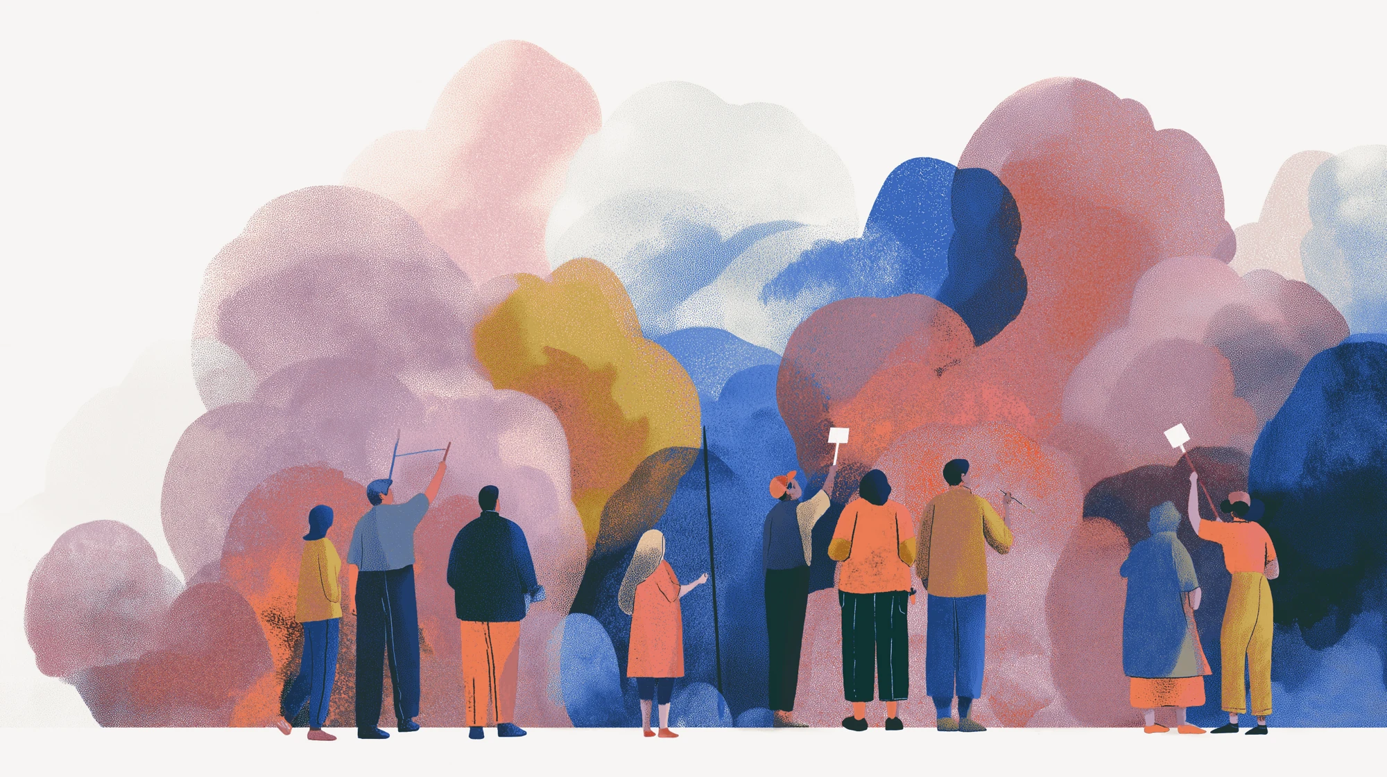 People painting a wall together in a community space