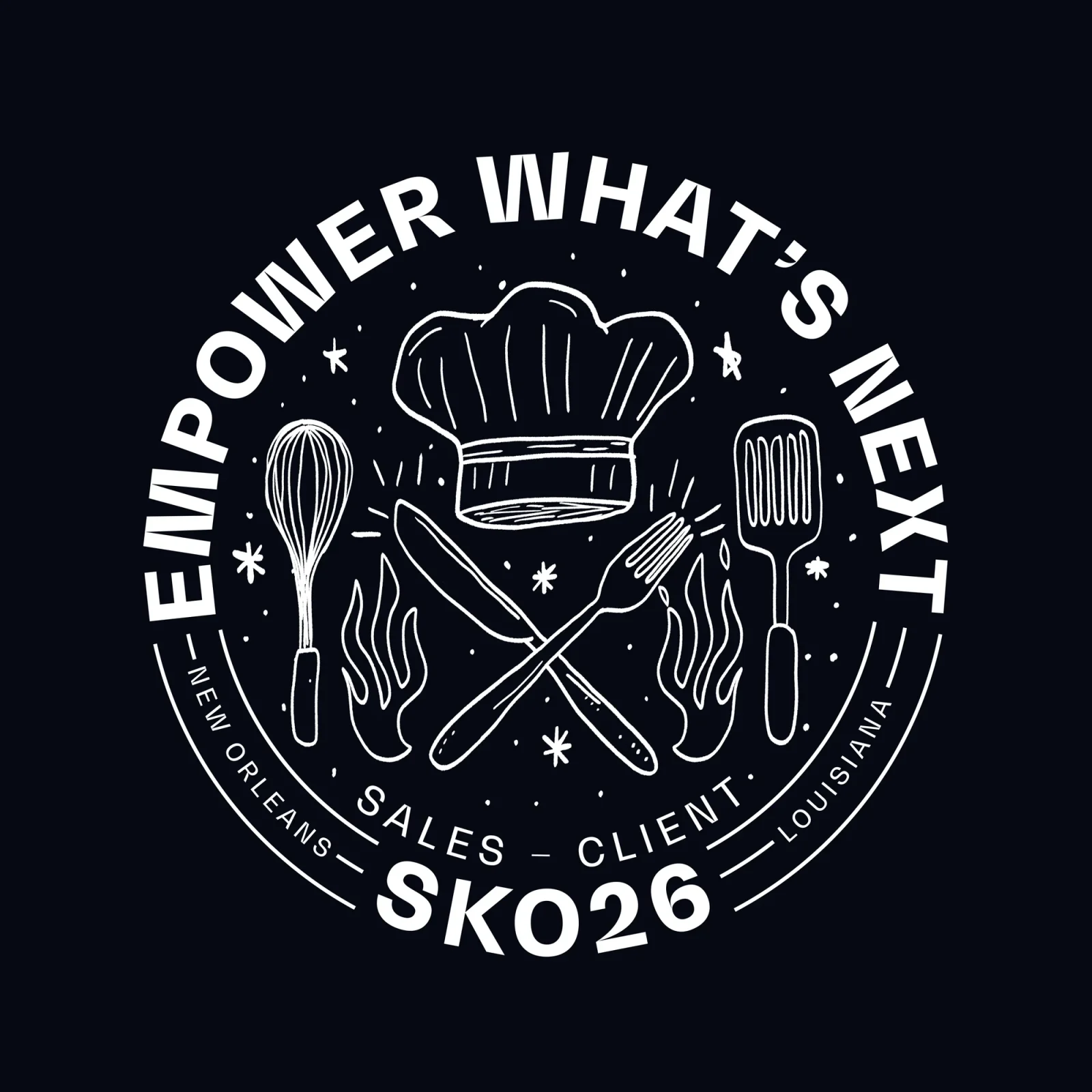 Hand-drawn Emburse chefs team emblem