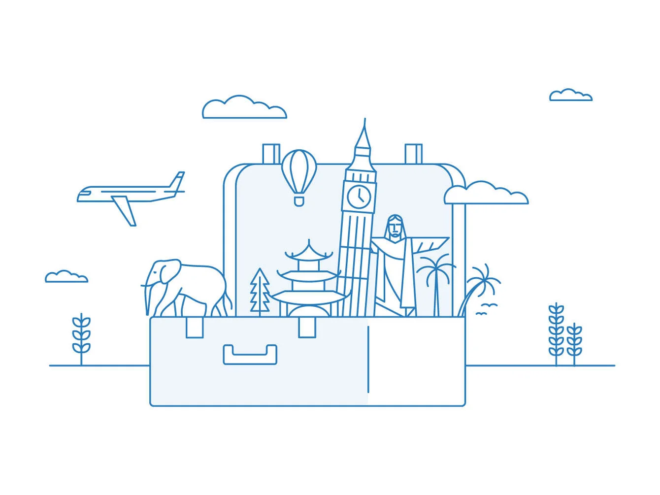 Playful illustrated suitcase created for Lonely Planet